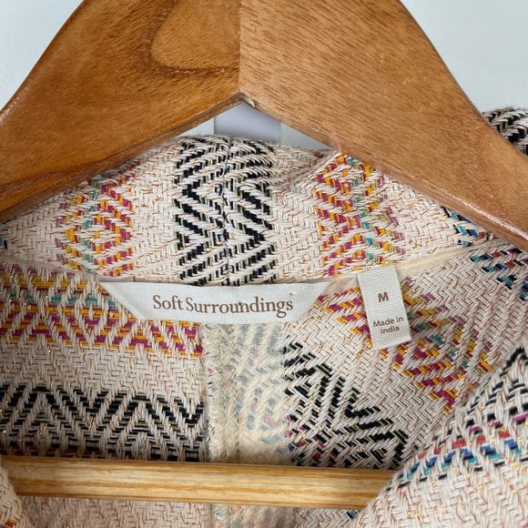 Soft Surroundings Cotton Jacquard Rayadas Jacket Metallic Stripe Womens Medium - Picture 7 of 7